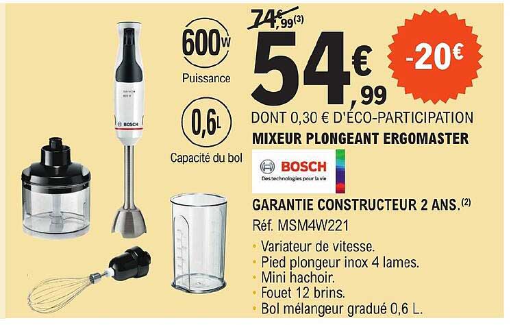 Mixeur Plongeant Ergomaster Bosch