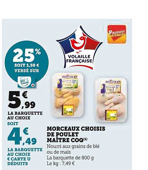 morceaux choisis de poulet de poulet maître coq