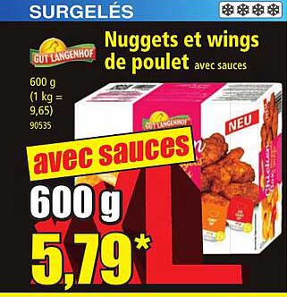 nuggets et wings de poulet avec sauces gut langenhof