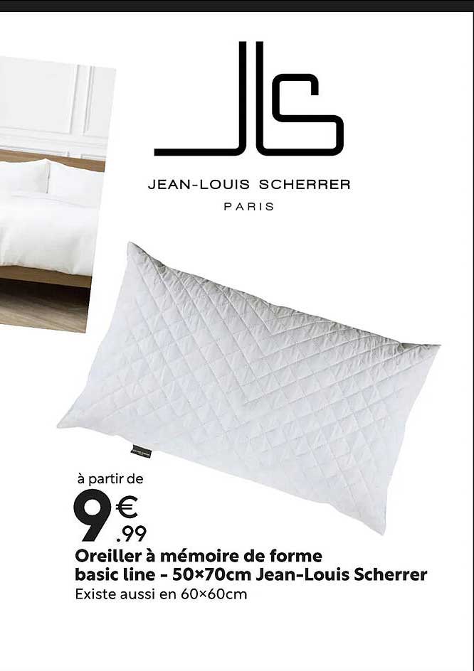 oreiller à mémoire de forme basic line - 50 x 70 cm jean-louis scherrer
