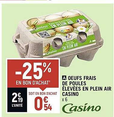 œufs frais de poules élevées en plein air casino