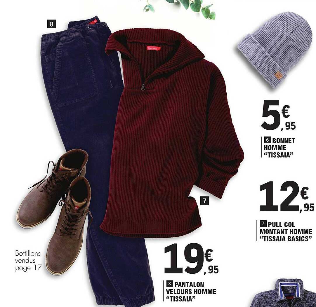 Pantalon Velours Homme "tissaia", Pull Col Montant Homme "tissaia Basics", Bonnet Homme "tissaia"