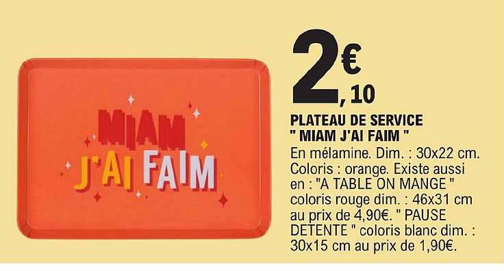 plateau de service "miam j'ai faim"