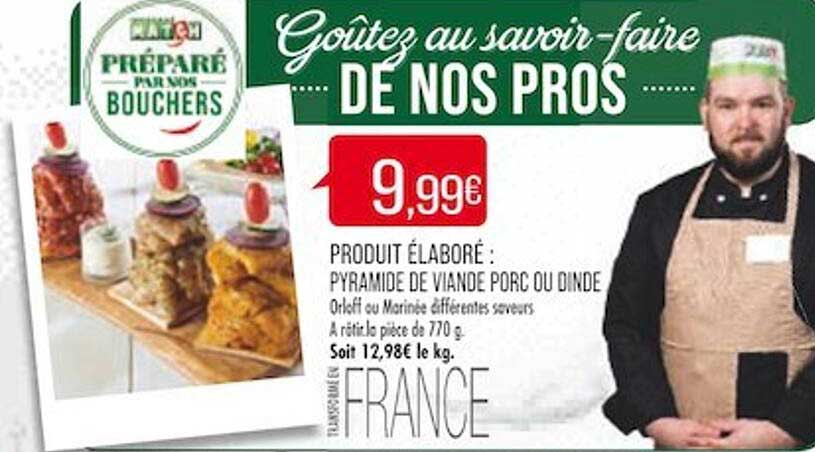 produit élaboré pyramide de viande porc ou dinde