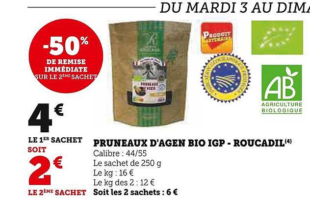 pruneaux d'agen bio igp - roucadil