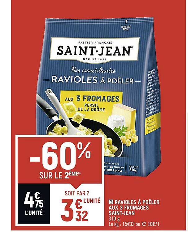 Ravioles à Poêler Aux 3 Fromages Saint-jean