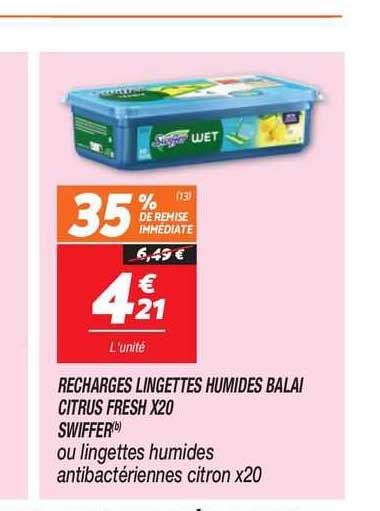 recharges lingettes humides balai citrus fresh x 20 swiffer