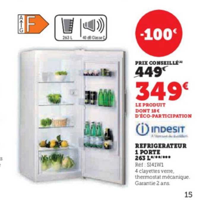 Réfrigérateur 1 Porte 263 L Indesit