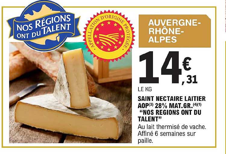 saint nectaire laitier aop 28% mat.gr. "nos régions ont du talent"
