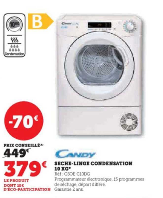 sèche-linge condensation 10 kg candy