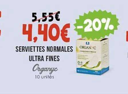 serviettes normales ultra fines organyc