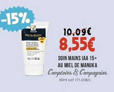 soin mains iaa 15+ au miel de manuka comptoirs & compagnies