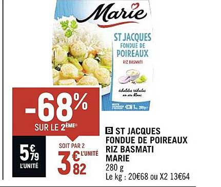 st jacques fondue de poireaux riz basmati marie
