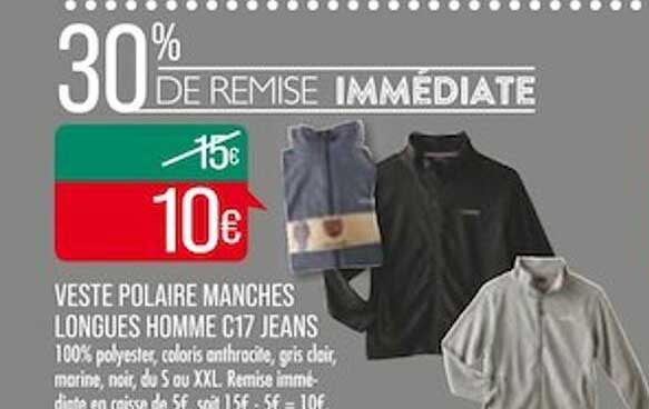veste polaire manches longues homme c17 jeans