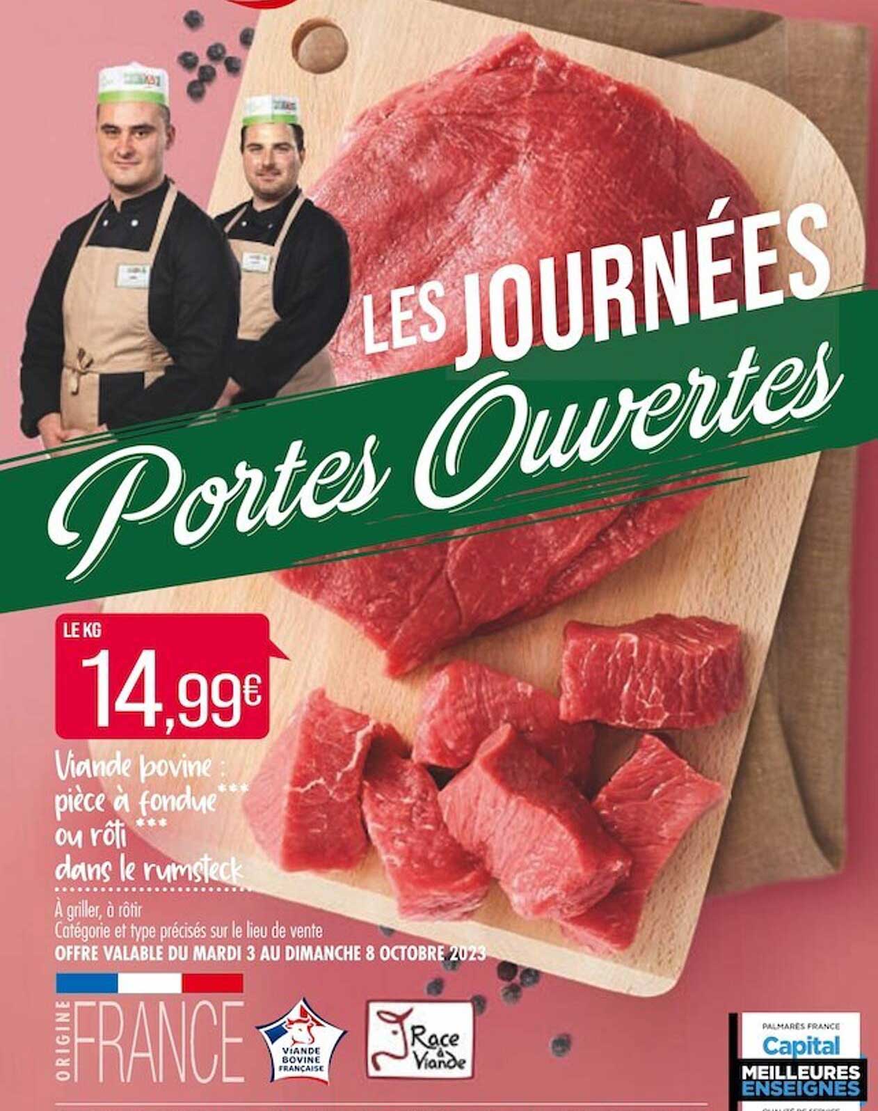 viande bovine : pièce à fondue ou rôti*** dans le rumsteak