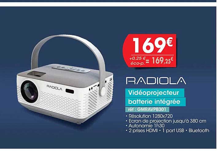 vidéo projecteur batterie intégrée radiola