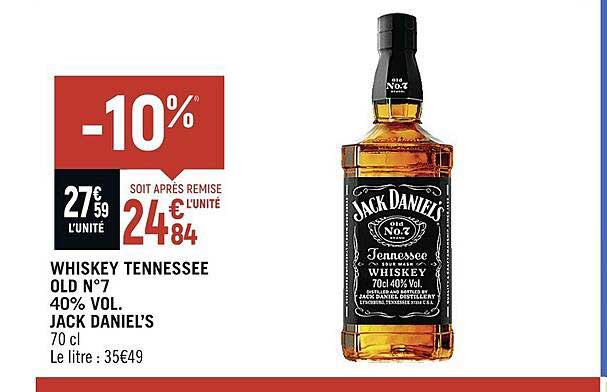 whiskey tennessee old n°7 40% vol. jack daniel's