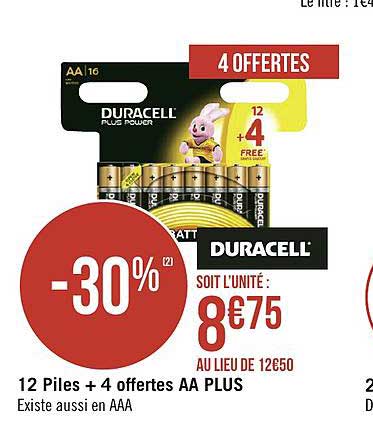 12 piles + 4 offertes aa plus