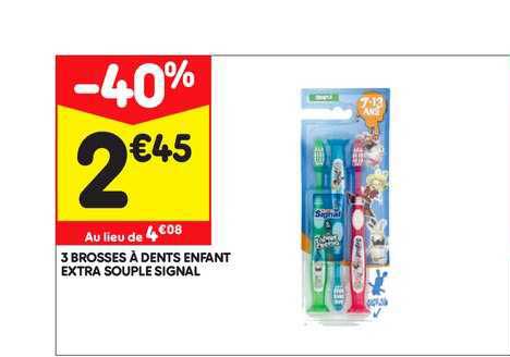 3 Brosses à Dents Enfant Extra Souple Signal