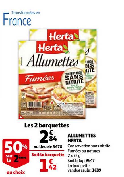 Allumettes Herta 50% Sur Le 2ème Au Choix