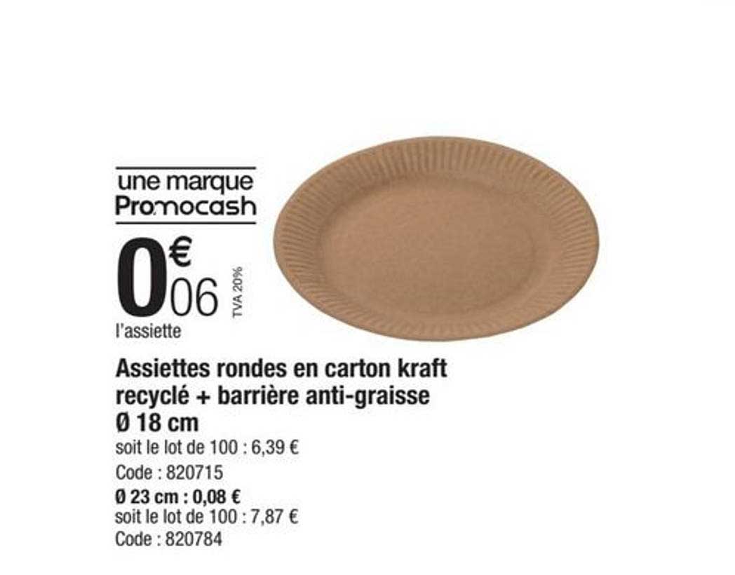 Assiettes Rondes En Carton Kraft Recyclé + Barrière Anti-graisse