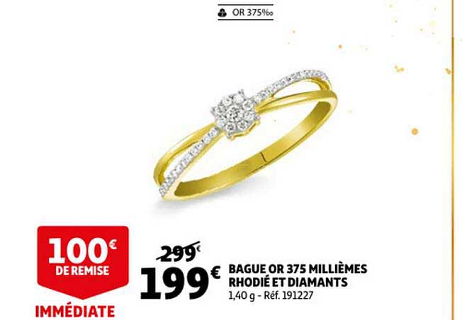 bague or 375 millièmes rhodié et diamants