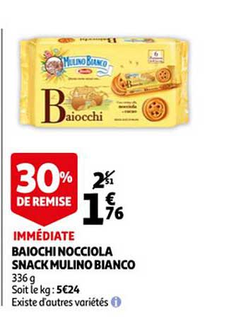 baiochi nocciola snack mulino bianco 30% de remise immédiate