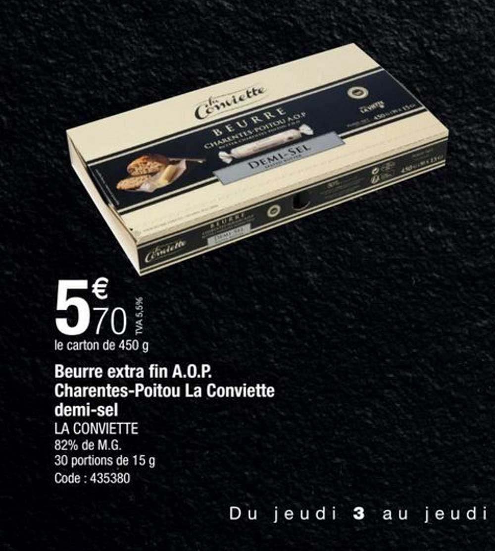 beurre extra fin aop charentes poitou la conviette demi-sel