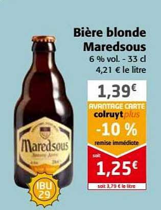 bière blonde maredsous -10% de remise immédiate
