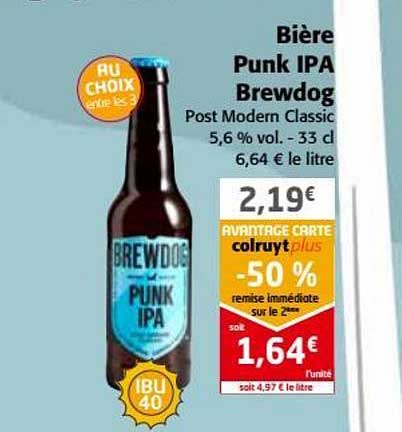 bière punk ipa brewdog -50% de remise immédiate sur le 2ème