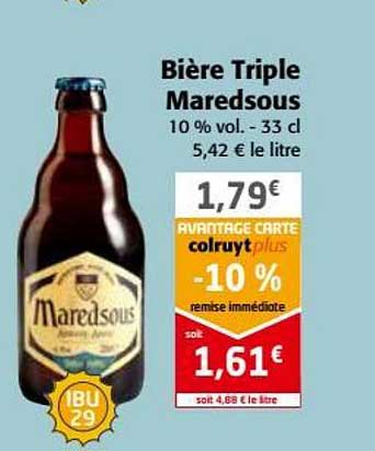 bière triple maredsous -10% de remise immédiate