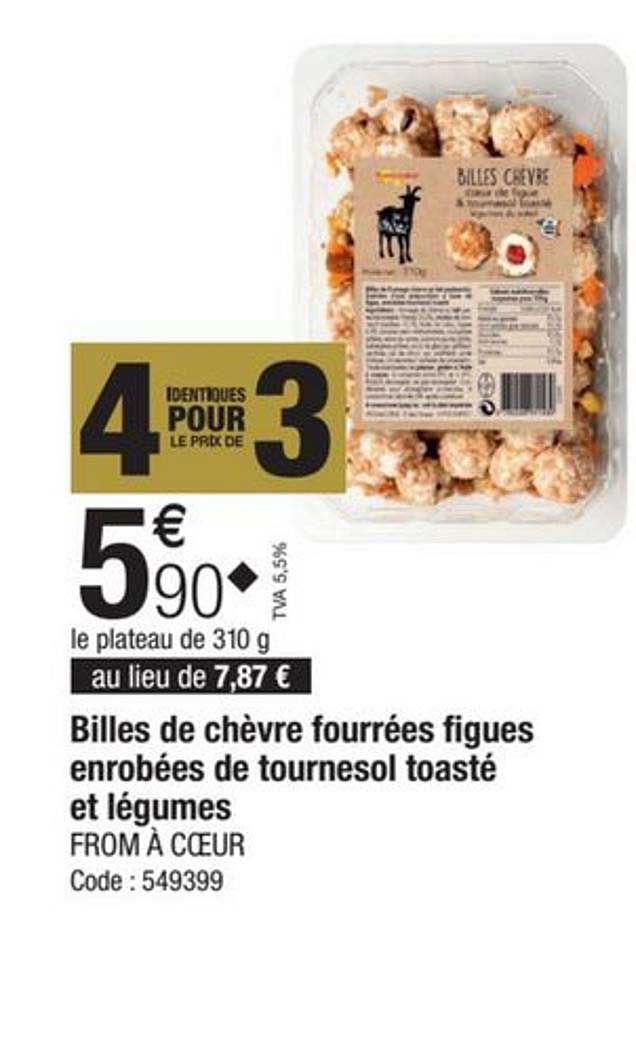 billes de chèvre fourrées figues enrobées de tournesol toasté et légumes from à coeur