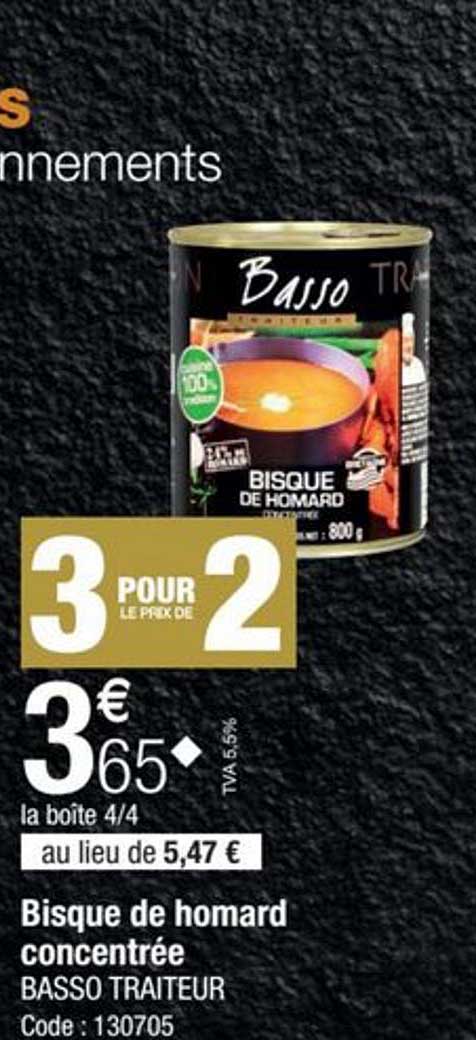 bisque de homard concentrée basso traiteur