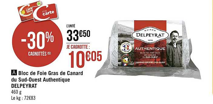 bloc de foie gras de canard du sud-ouest authentique delpeyrat