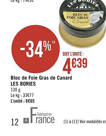 bloc de foie gras de canard les bories