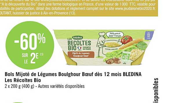 bols mijoté de légumes boulghour boeuf dès 12 mois bledina les récoltes bio