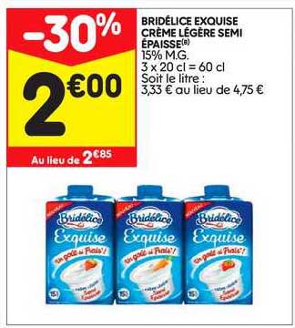 bridélice exquise crème légère semi épaisse