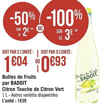 bulles de fruits par badoit citron touche de citron vert