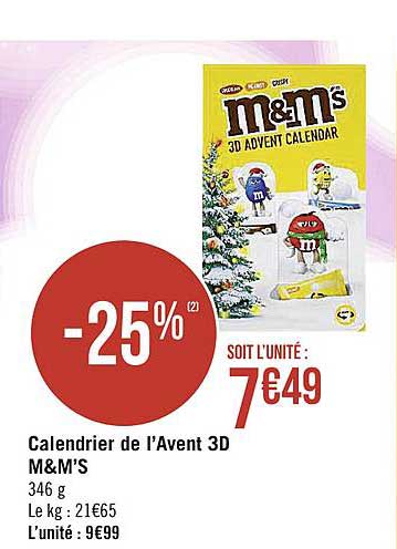calendrier de l'avent 3d m&m's