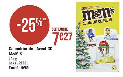 calendrier de l'avent 3d m&m's