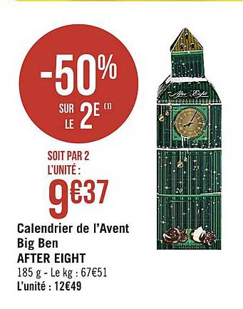 calendrier de l'avent big ben after night -50% sur le 2e