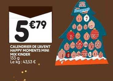 calendrier de l'avent happy moments mini mix kinder