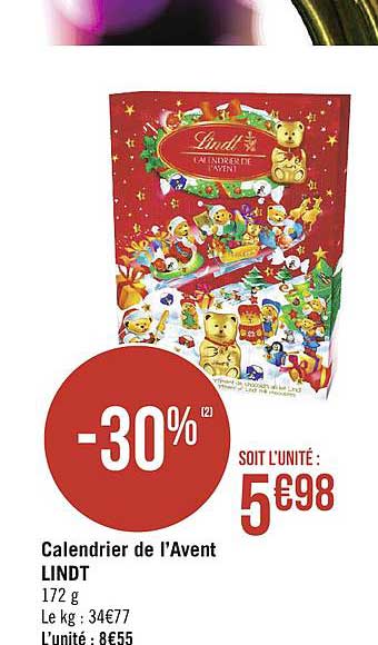 calendrier de l'avent lindt