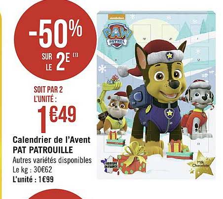 calendrier de l'avent pat patrouille