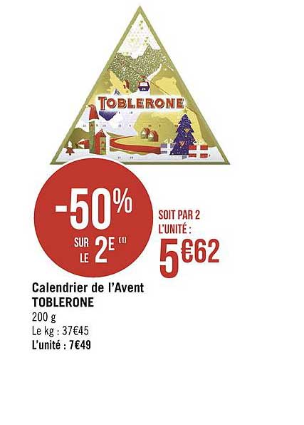 calendrier de l'avent toblerone
