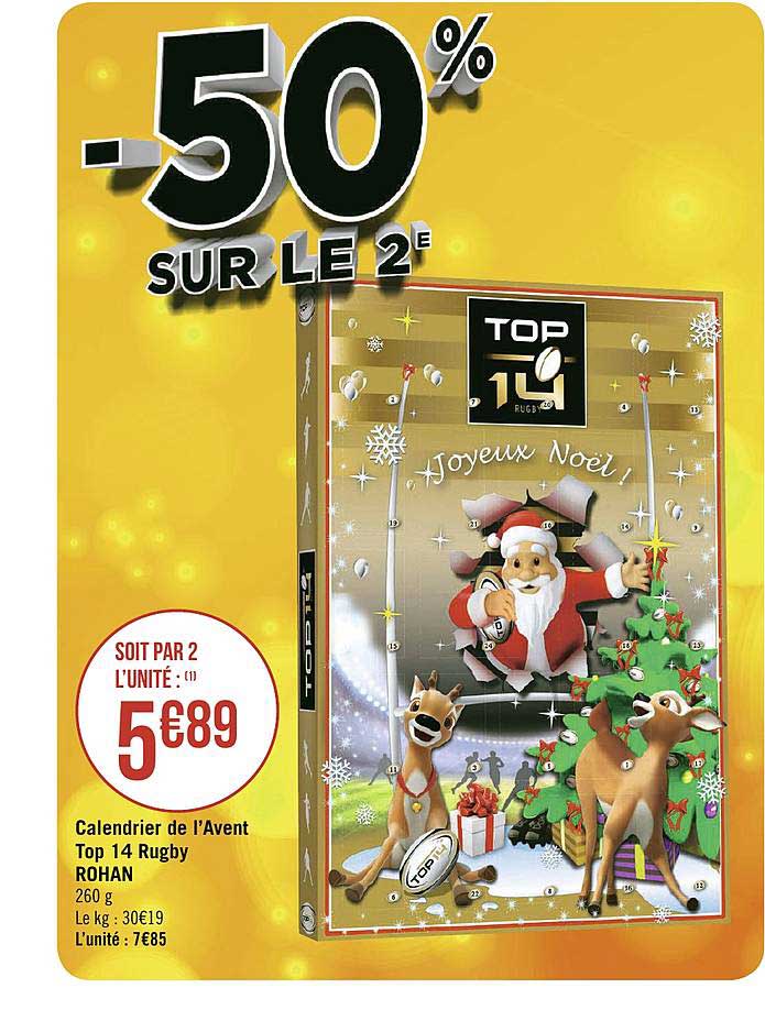 calendrier de l'avent top 14 rugby rohan