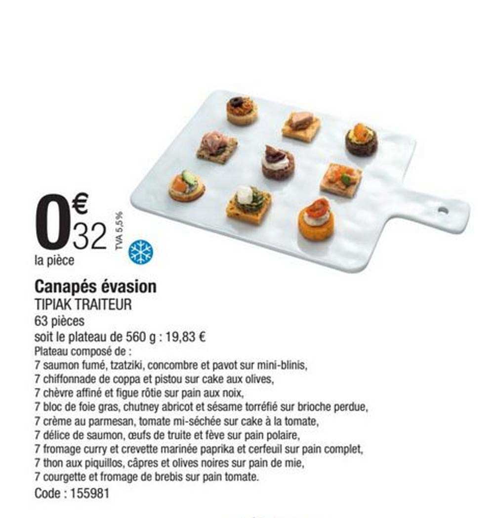 Canapés évasion Tipiak Traiteur