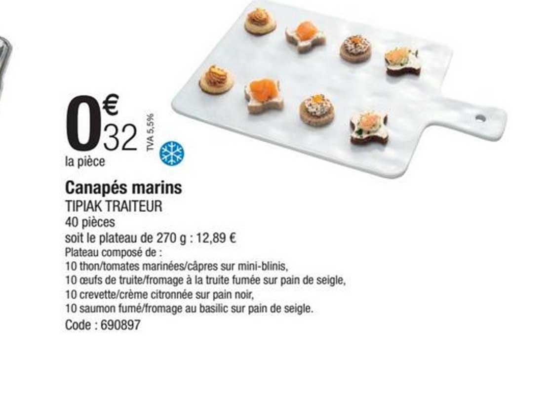canapés marins tipiak traiteur