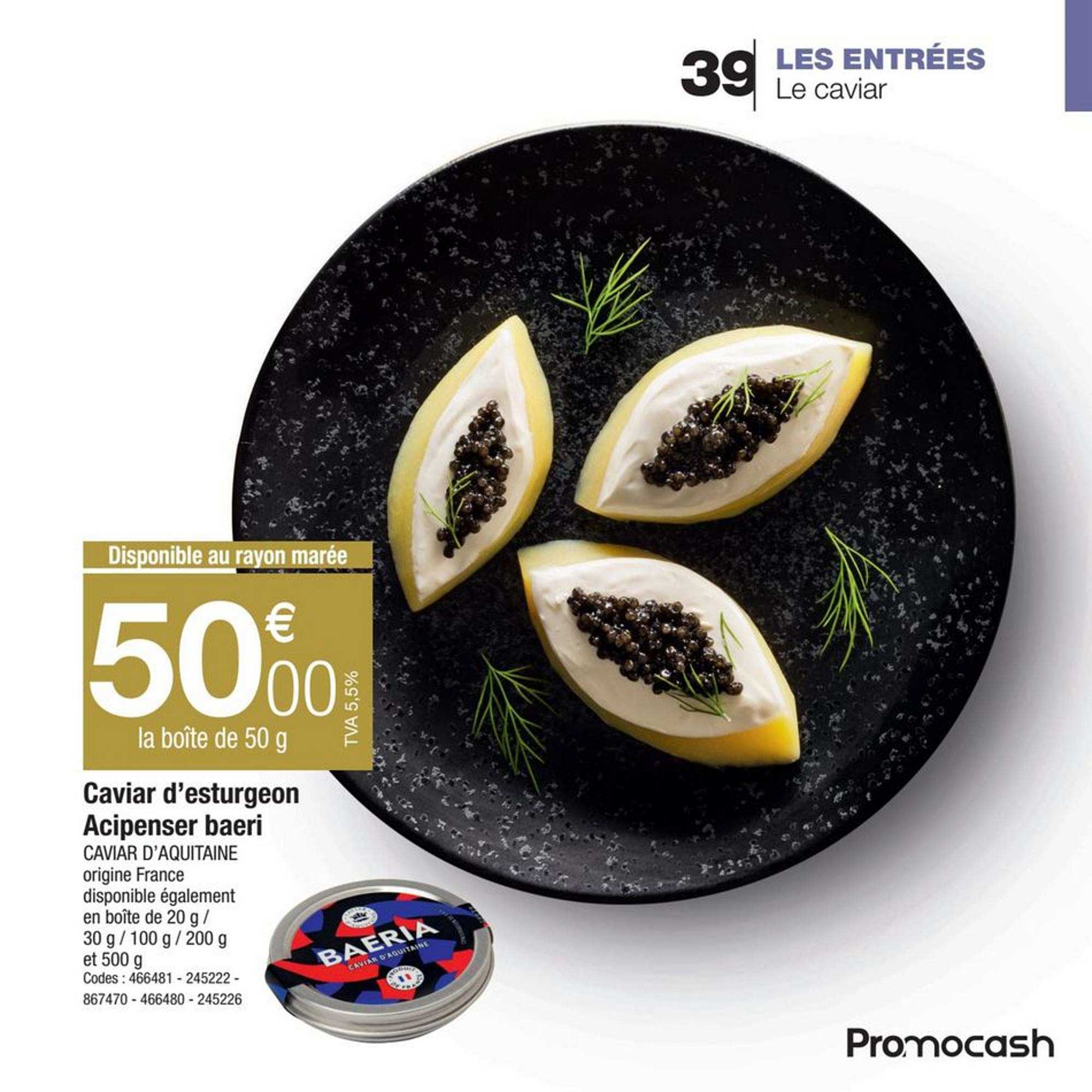 caviar d'esturgeon acipenser baeri