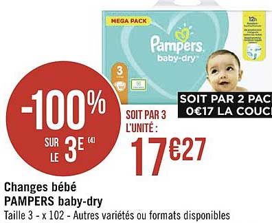 changes bébé pampers baby-dry